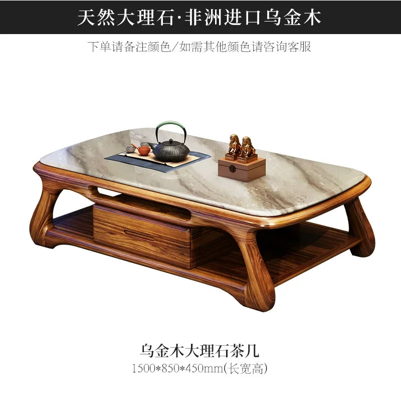 A71Chinese ebony leather sofa modern simple solid wood villa living room leather sofa