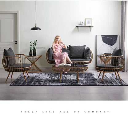 Living Room Furniture Bedroom Light Luxury Minimalist Single Sofa Chair Lounge Chair Nordic Wrought Iron Living Room Chairs