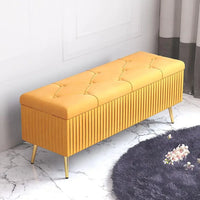 Modern Yellow Upholstered Storage Ottoman with Shoe Storage, Plush Bench Chest for Entryway and Living Spaces