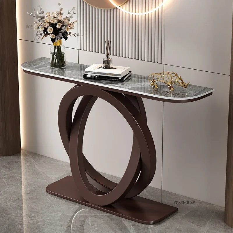 Luxury Iron Console Table Italian Semi-circular Entrance Cabinet Tables Home Furniture Creative Corridor Entryway Table