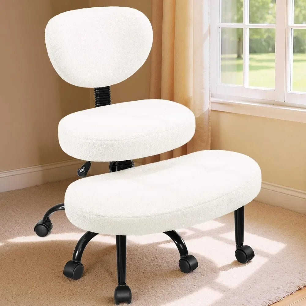 Cross Leg Chair - Meditation Chair with Wheels, ADHD Chair, Height Adjustable Seat, Adjustable Footstool