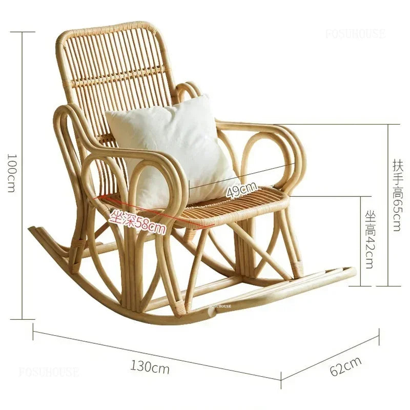 Outdoor Balcony Homestay Garden Single Rattan Chairs Living Room Leisure Rocking Chair Home Furniture Adult Lazy Recliner N M