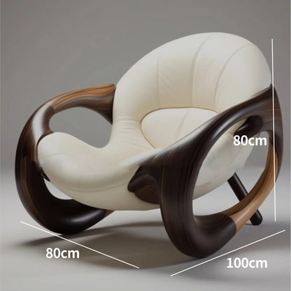 z Solid Wood Sofa Chair Home Living Room Balcony Black Walnut Lazy Armchair Creative Furniture