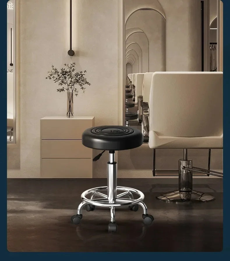 Beauty Stool,Hair Salon,Rotating Lift,Hair Salon Chair,Pulley,Nail Art, Hair Cutting, Round Stool, Exclusively for Beauty Salons