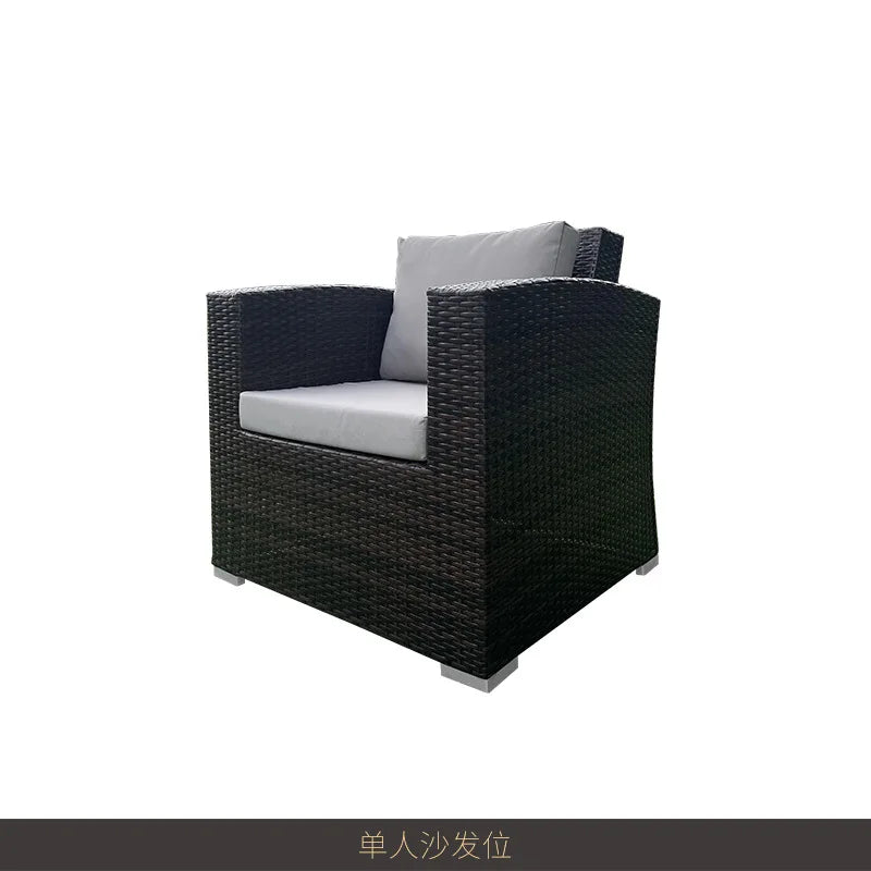 Garden outdoor beach rattan weaving leisure sofa chair outdoor furniture outdoor three-person rattan chair sofa
