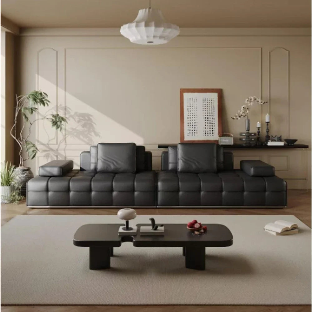 New Arrival High Quality Italian Leather Sofa Wholesale Folding Black Synthetic Leather High Quality Italian Leather Sofa
