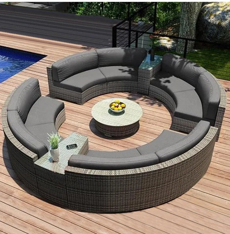 Living Room Combination Garden Sofas Courtyard Simple Lawn Coffee Table Garden Backrest Pe Rattan Furniture Sofá Jardín MHHYSF