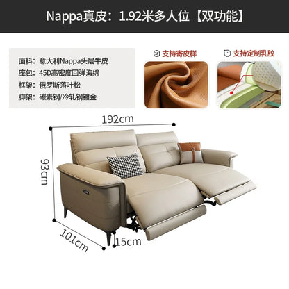 Vintage European Reclining Sofa Leather Office Designer Italiano Couch Adjustable Height Adults Sofa Inflavel Indoor Furniture