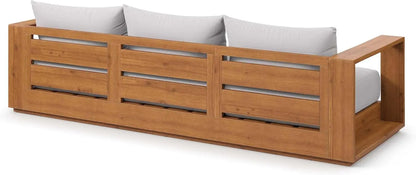 Tahoe Acacia Wood Outdoor Patio Sofa in Natural Light Gray Weather-Resistant Cushions-Ideal as a Porch Couch or Sunroom Sofa