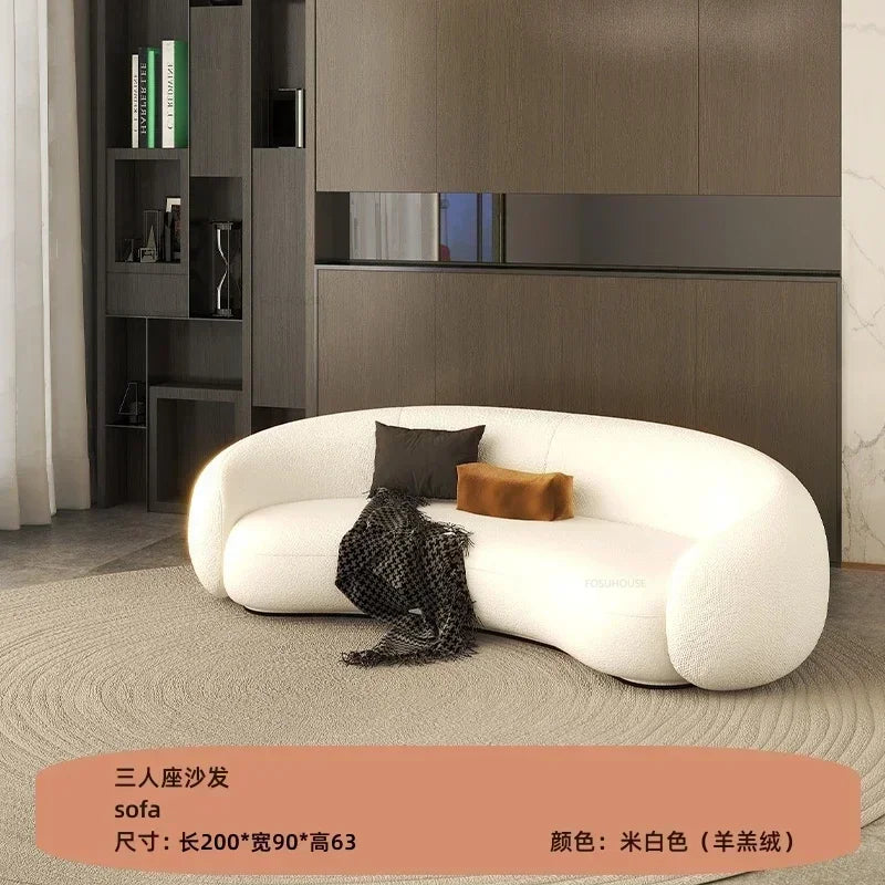 Curved Living Room Sofas Living Room Furniture Cream Style Beauty Salon Sofa Clothing Store Rest Area Reception Sofab