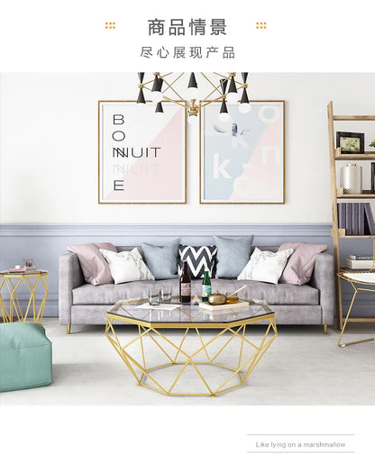 Nordic Light Luxury Tempered Glass Coffee Tables Small Apartment Sofa Side Table Simple Iron Corner Table Living Room Furniture