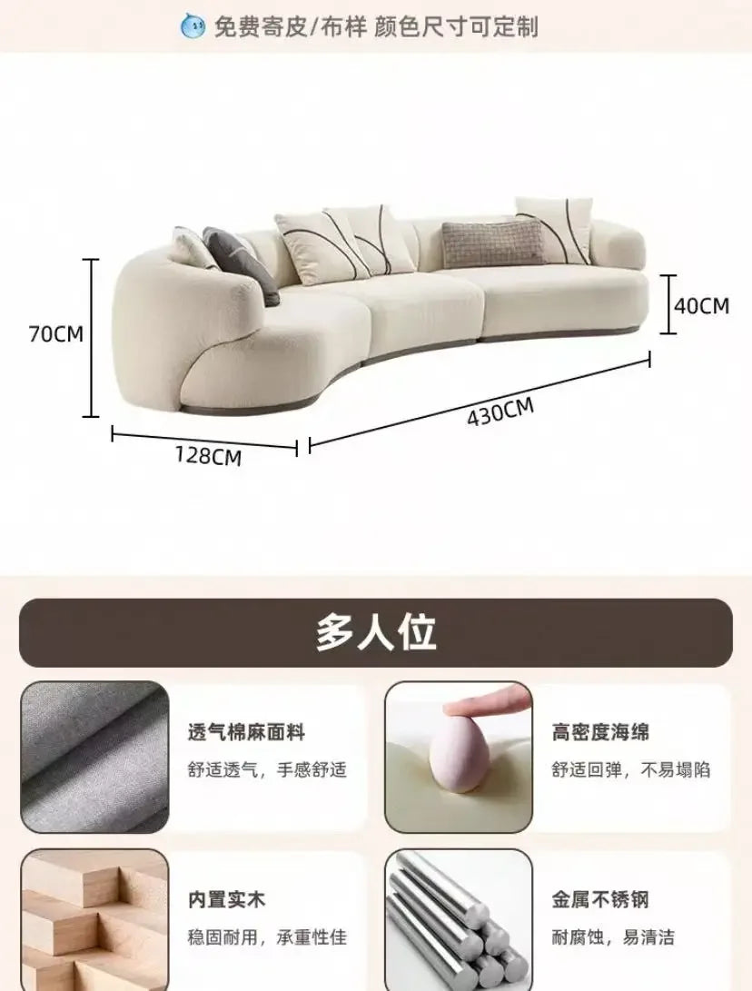 A38 Living room Italian minimalist light luxury fabric sofa cream style special-shaped, soft decoration, exhibition hall sofa gr