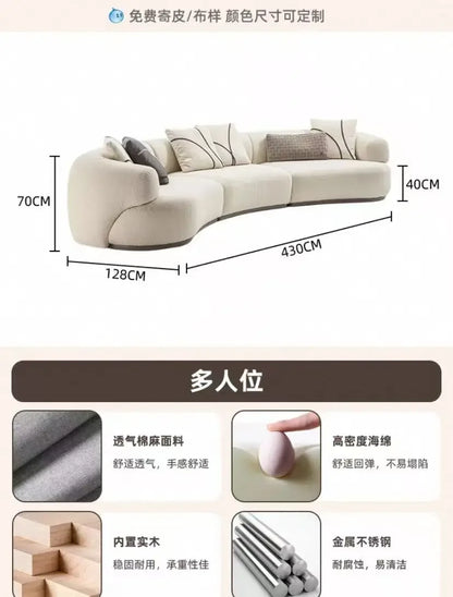 A38 Living room Italian minimalist light luxury fabric sofa cream style special-shaped, soft decoration, exhibition hall sofa gr