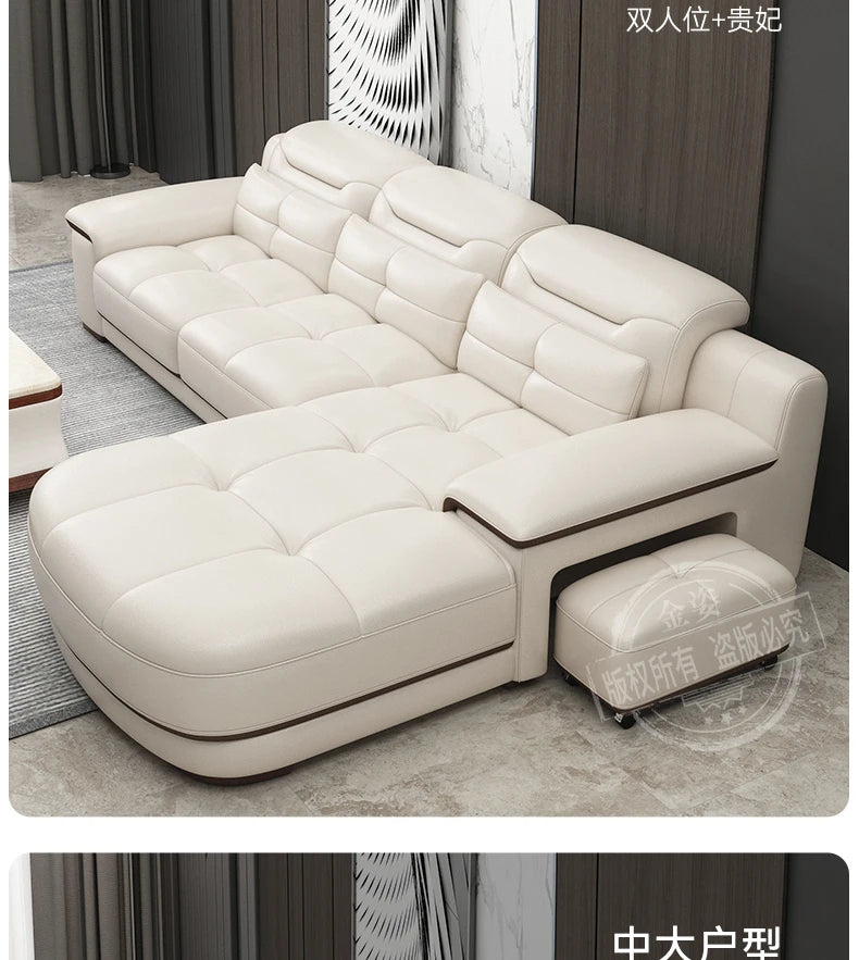 LH light luxury leather sofa first layer cowhide living room size apartment living room modern and simple