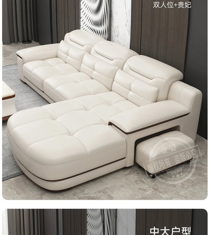 LH light luxury leather sofa first layer cowhide living room size apartment living room modern and simple