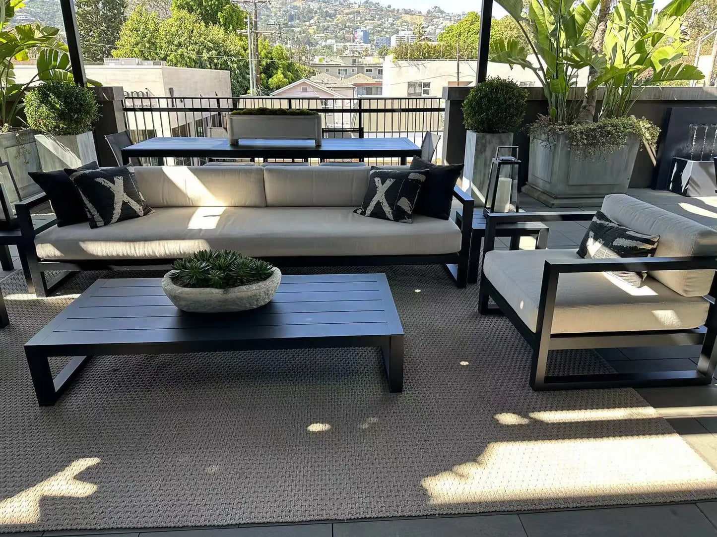 Chinese Factory Wholesale Outdoor Courtyard Terrace Aluminum Sofa Tea Table Combination Outdoor Garden Sofa Furniture