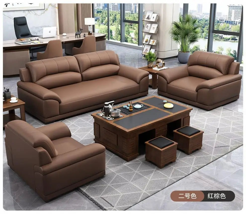 Leather latex office sofa, piano key combination sofa
