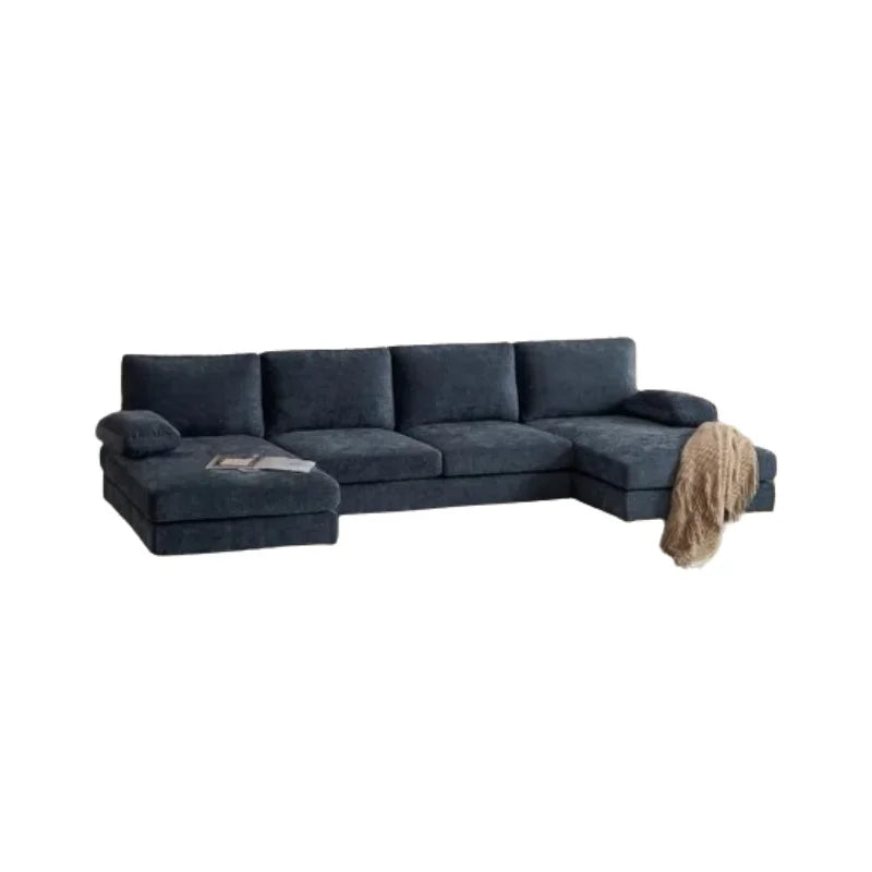Convertible Sectional Sofa with Chaise Chenille Fabric Upholstered for Living Room, 110