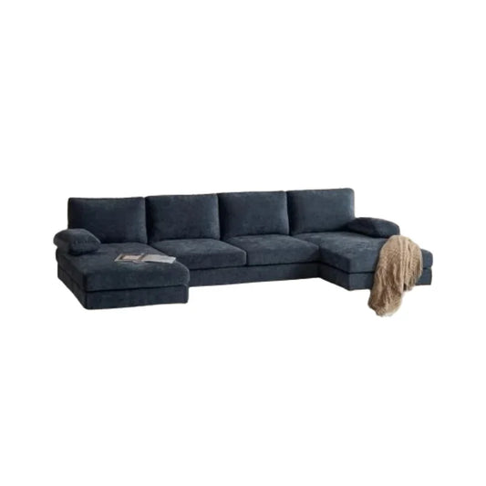 Convertible Sectional Sofa with Chaise Chenille Fabric Upholstered for Living Room, 110" U-Shape Sofa Couch 4-Seat Couch