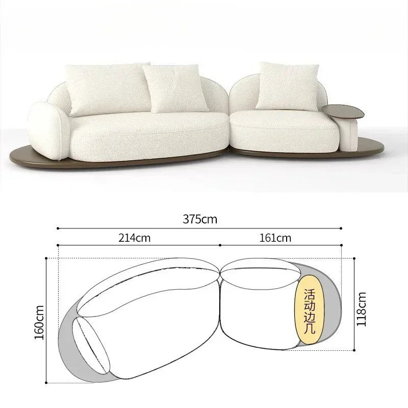 Living Room Coffee Table Designer Creative Three-person Log Style Furniture Modern Simple Modern Morocco Fabric Sectional Sofas