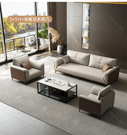 Designer Luxury Living Room Sofa Set Minimalist Beige Sectional Modern Nordic Sofas Puffs Double Canape Salon Home Furniture
