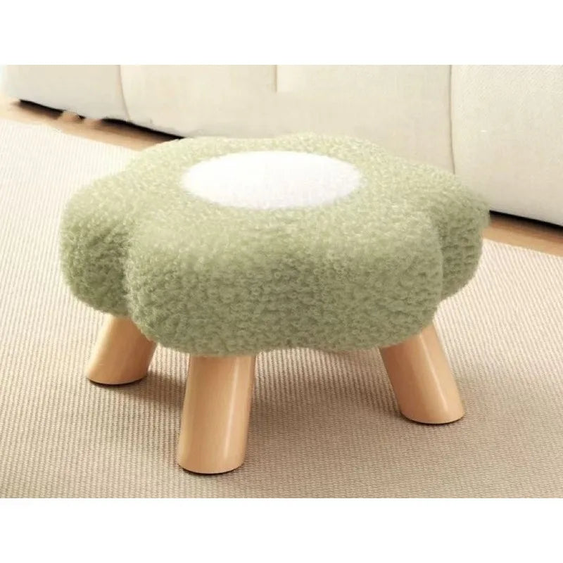 Small stool, household low stool, sofa stool, soft bag stool, living room coffee table stool, solid wood children's stool