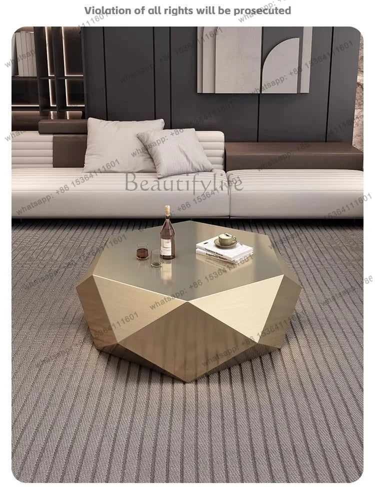 yj9 Golden diamond coffee table advanced sense modern simplicity special-shaped light luxury living room home Italian minimalist