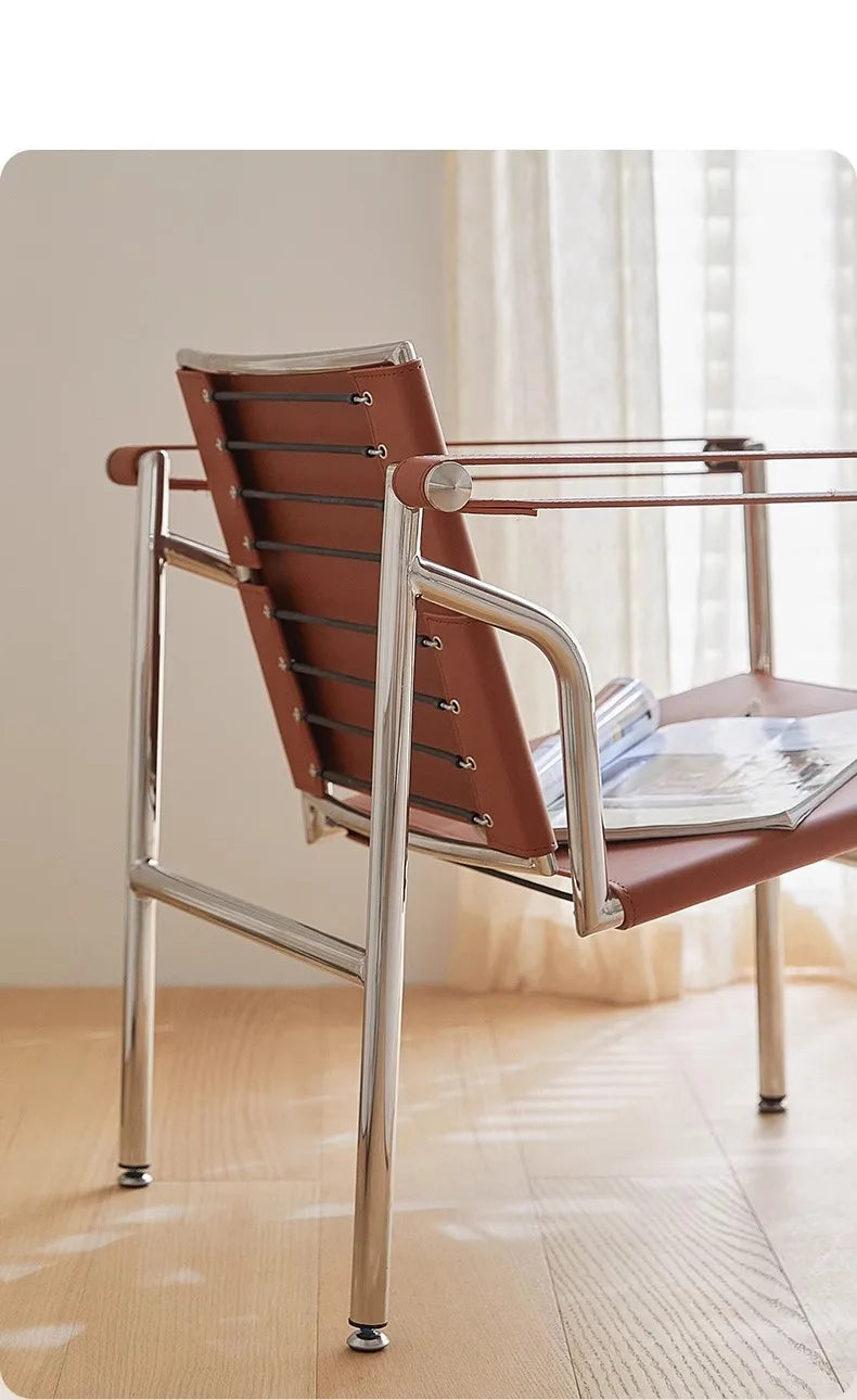 Nordic Modern Medieval Style Stainless Steel Tube Leisure Lounge Chair Designer Furniture Hotel Home Matching Coffee Shop Chair