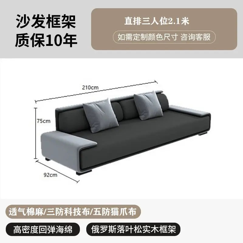 Nordic Living Room Sofas Recliner Minimalist Apartment Straight Sofas Fabric Comfortable Divani Da Soggiorno Home Furniture