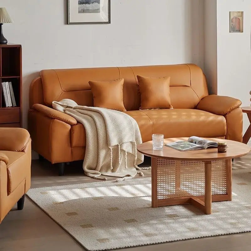 Double sofa small apartment modern living room leather leather sofa sofa three-person cowhide simple