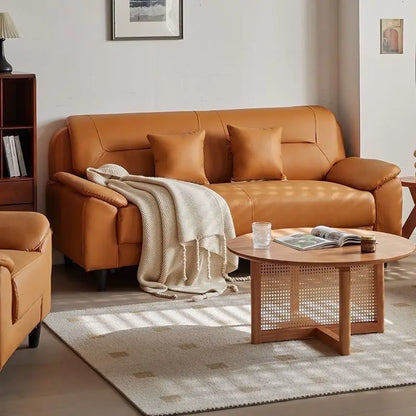 Double sofa small apartment modern living room leather leather sofa sofa three-person cowhide simple
