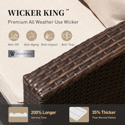 Patio Furniture Set Outdoor Furniture Brown Wicker Rattan Patio Conversation Sets with Cushion Outside Sofa Set,7 Pieces 9 Seats