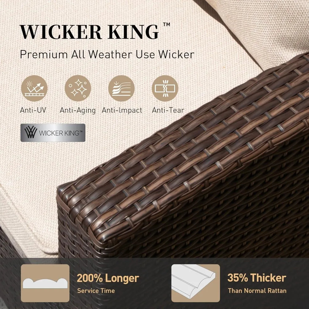 Patio Furniture Set Outdoor Furniture Brown Wicker Rattan Patio Conversation Sets with Cushion Outside Sofa Set,7 Pieces 9 Seats