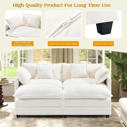 77.6" Chenille Cloud Loveseat Sofa with Deep Seats & Pillows