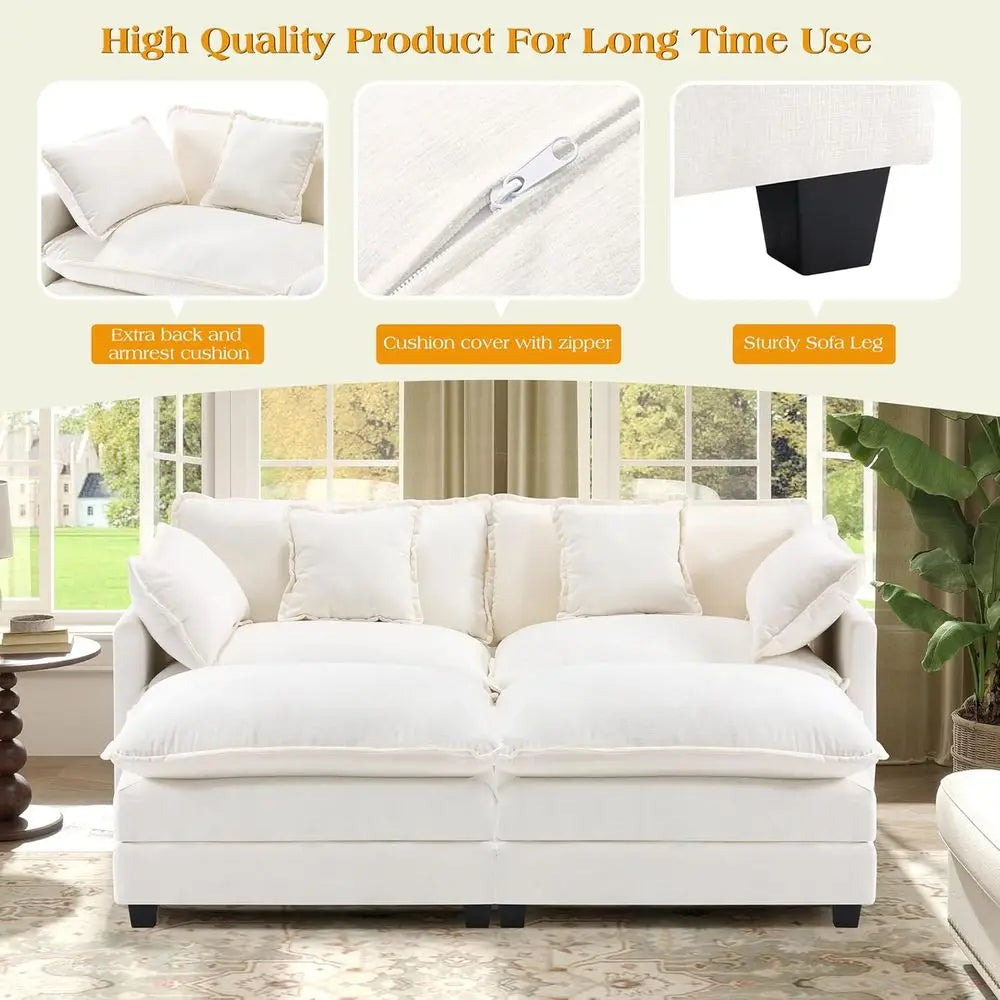 77.6" Chenille Cloud Loveseat Sofa with Deep Seats & Pillows