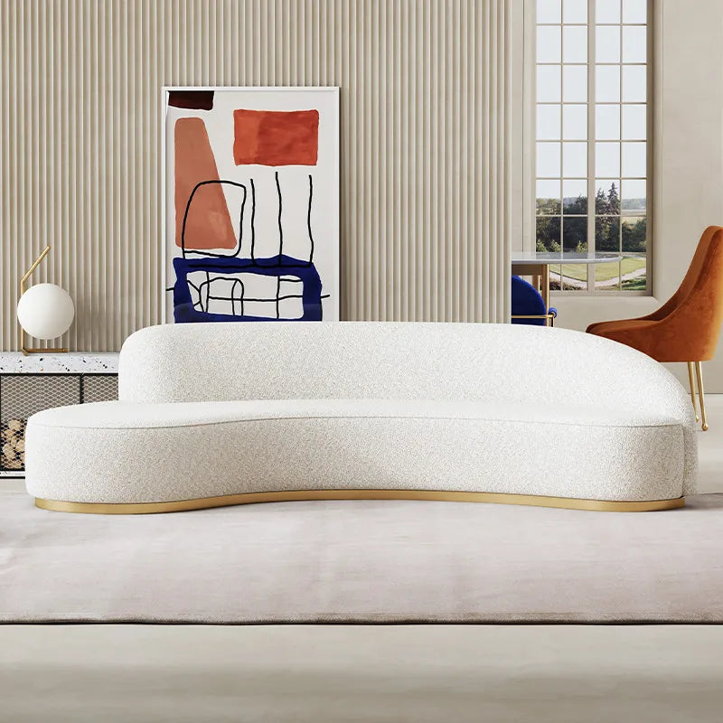 Blue Fancy Couches Curved Nordic Comfortable Designer Floor Living Room Sofa Modern Lounge Wood Divano Moderno Unique Furniture