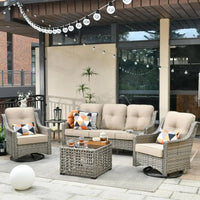 Wicker Outdoor Furniture Patio Conversation Rattan Sofa Set for Garden,Poolside,Backyard,Deck