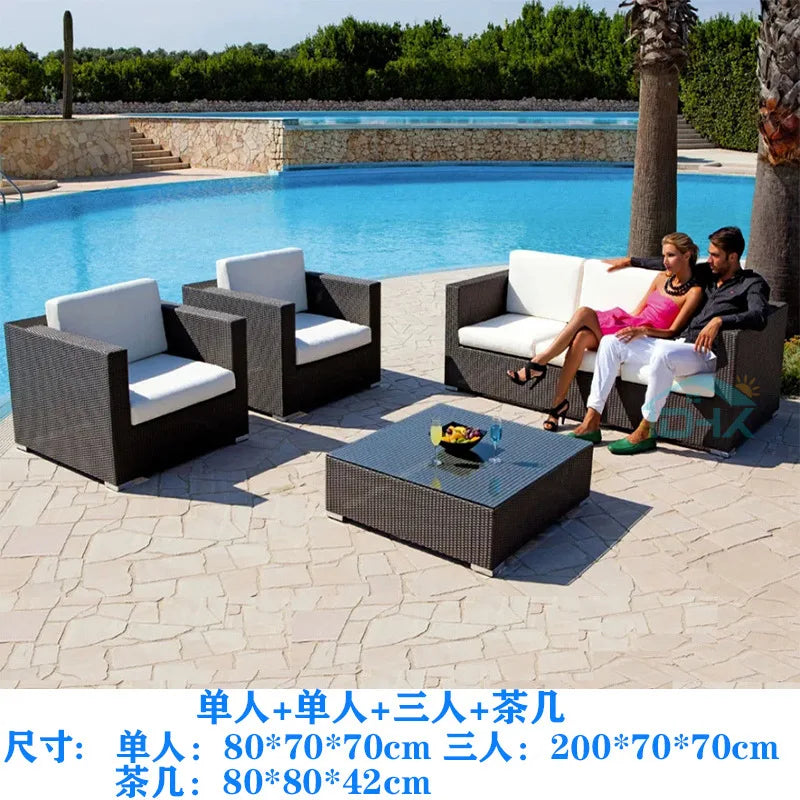 Outdoor sofa combination courtyard garden balcony rattan table and chairs terrace waterproof and sun protection outdoor