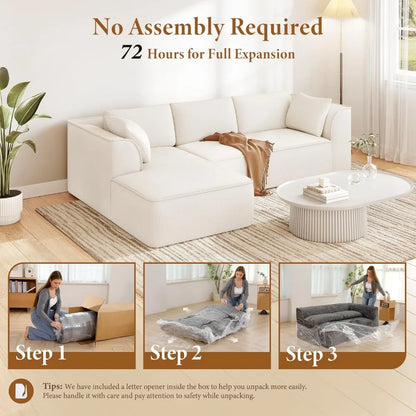 Sectional Modular Sofa with Deep Seat, Comfortable Cloud Couch, Chenille Fabric, Memory Foam, Ideal for Living Rooms