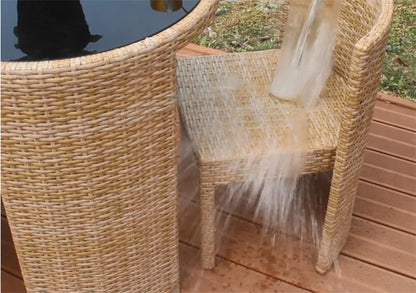 Balcony Rattan Garden Furniture Set 3-piece Patio Leisure Table and Chairs Courtyard Terrace Outdoor Round Table and Chairs T