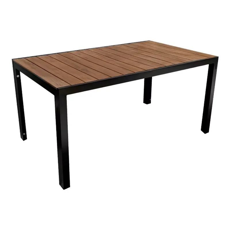 Metal Backyard Table Outdoor Table Garden Table Large 150cm Patio Table Wood-plastic Waterproof Table Room Kitchen Hotel Terrace