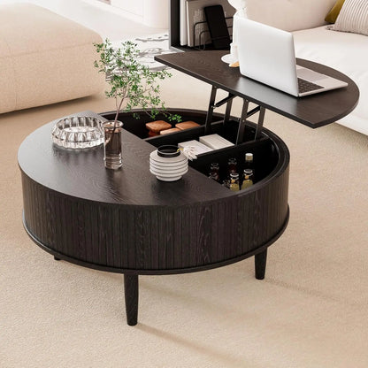 Coffee Table with Storage, Mid Century Modern Coffee Table for Home Small Space