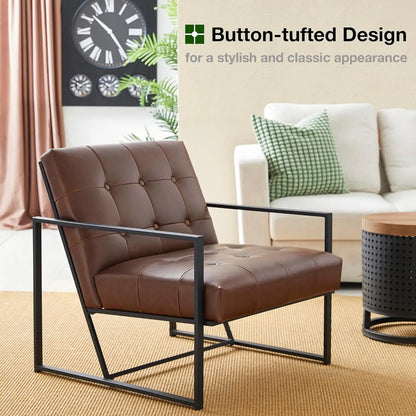 Mid Century Modern Accent Chair, Modern Living Room Chairs with Durable Metal Frame,PU Leather Cushioned, Reading, Customized