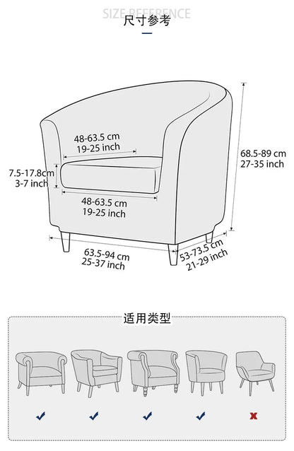 Velvet Sofa Cover Single Sofa Cover for Living Room Elastic Solid Color Armchair Slipcover for Bar Home Counter with Seat Covers