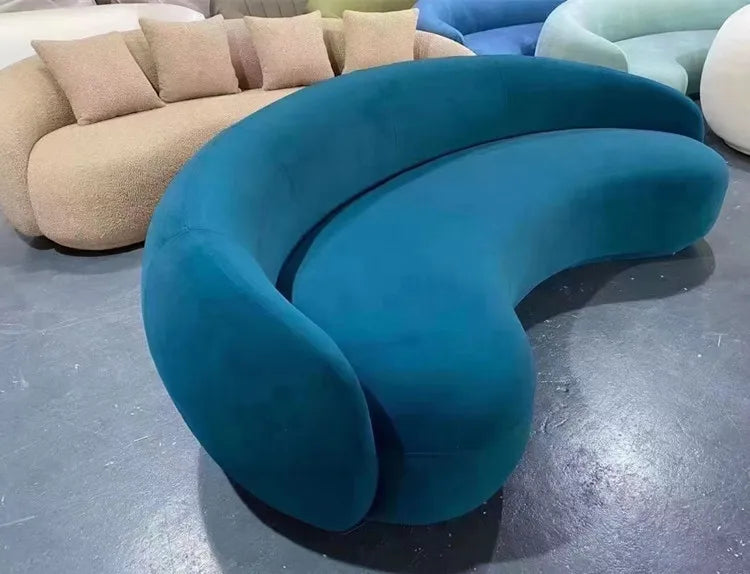 Nordic arc three-person reception sofa, special-shaped office, lambswool wedding dress studio, photo studio, single