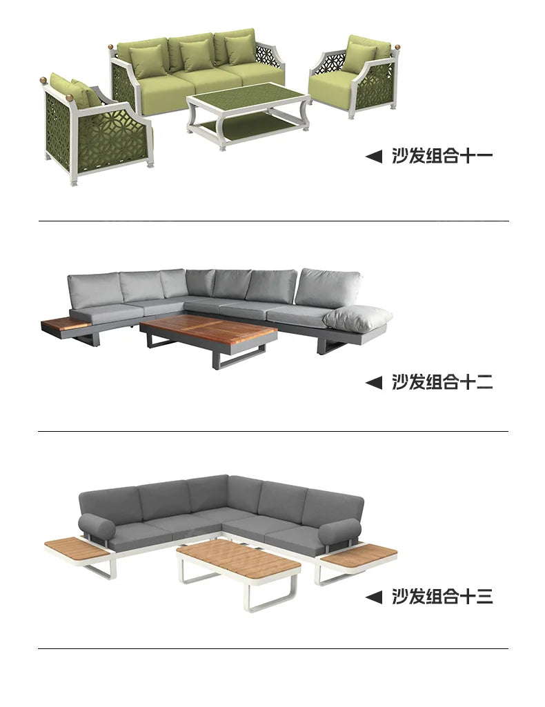 Outdoor Sofa Aluminum patio Villa Courtyard Garden Courtyard High end Hotel Leisure Simple Sofas set