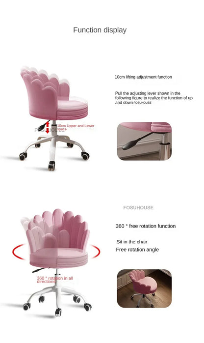 Creative Simple Fabric Petal Office Chairs Household Bedroom Gaming Chairs Lift Backrest Computer Chair for Study Desk Chair WW