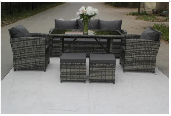 6 Pieces Modern Wicker Rattan Outdoor Patio Furniture Sets Garden Sofa Garden Sets