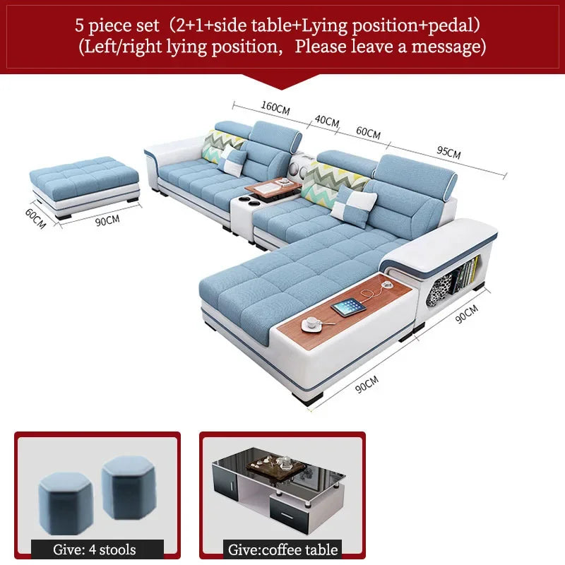 For living room minimalist modern large unit furniture set combination cotton and linen 2024 new technology fabric sofa