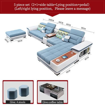 For living room minimalist modern large unit furniture set combination cotton and linen 2024 new technology fabric sofa